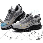 Steel Toe Shoes for Men Women Safety Work Shoes with Cushioned Sole Lightweight Breathable Slip-on Safety Sneakers Industrial Construction Non-Slip Work Footwear