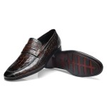 Fashion Leather Dress Shoes for Mens, Premium Formal Alligator Printed Classic Dress Loafer Shoe Business Slip On Penny Shoes for Men