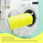 Reusable Shoe Washing Bag for Machine - Protective Laundry Shoe Cleaner with Chenille Fibers for Sneakers & Athletic Shoes - Yellow