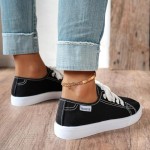 Women's Fashion Canvas Sneakers Casual Tennis Shoes Low Top Lace Up Sneakers Walking Shoes for Women