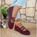 Knit Flats for Women Square Toe Ankle Strap Casual Ballet Flats Mary Jane Shoes Women Comfortable for Dressy Office