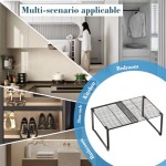 Extendable Metal Wire Shelf Organizer - Adjustable 15-24.4in Length, Stackable Storage Rack for Kitchen/Pantry/Bathroom/Shoe Cabinet/Tool Closet (4, White)