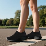 Womens Slip on Walking Shoes Comfort Breathable Workout Shoes Non-Slip Tennis Running Sneakers Knit Upper