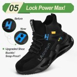 LAoutun Steel Toe Shoes for Men Work Shoes Safety Sneakers Comfortable Lightweight Puncture Proof Slip on Indestructible Construction Work Shoes