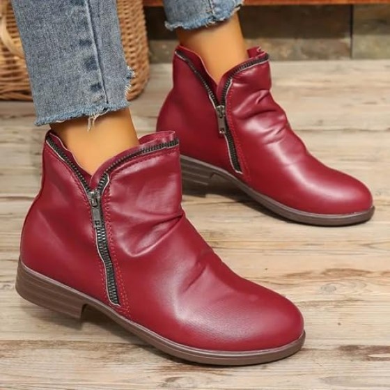 Ankle Boots for Women Arch Support Boots Side Zipper Vintage Leather Damping Shoes Flat Heel Booties Wide Width Orthopedic Comfortable Slip On High Top Business Dress Oxford Boot
