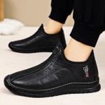 Men's Casual Sneakers Fleece Lined Ankle Boots Winter Warm Slip On Comfortable Walking Shoes Non Slip Thick Sole Daily Wear