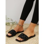 Women's Glitter Sparkly Sandals Casual Rhinestone Slides Bling Open Toe Sandals