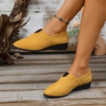 Women's Dress Flats Ballet Low Wedge Round Toe Slip On Comfortable Casual Business Office Work Flats Shoes