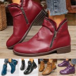 Ankle Boots for Women Arch Support Boots Side Zipper Vintage Leather Damping Shoes Flat Heel Booties Wide Width Orthopedic Comfortable Slip On High Top Business Dress Oxford Boot