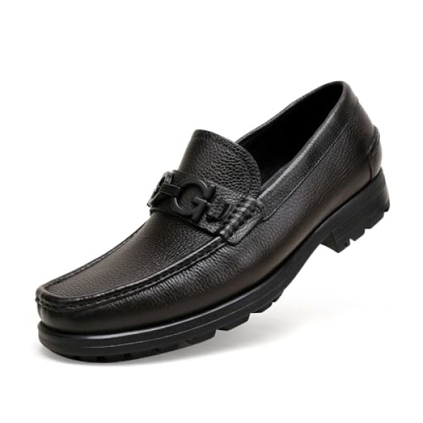 Generic Fashion Leather Dress Loafers for Men, Fashion Casual Crocodile Patterned Handmade Buckle Shoes Business Slip-on Penny Loafer Party Dress Shoes for Mens