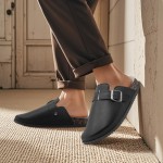 Suede Clogs for Women Men Fuzzy PU Soft Cork Footbed Leather Mules Comfort Potato Shoes with Arch Support