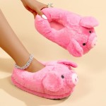Cute Pig Plush Slippers for Women Men - Unisex Fuzzy House Slippers Soft Warm Cozy Indoor Shoes Non-Slip Sole | US Women 7.5-8 / Men 6-6.5 (Fit 25cm Foot Length)