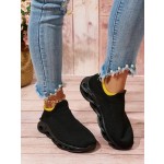 Womens Slip On Walking Shoes - Lightweight Breathable Casual Knit Gym Running Tennis Sneakers