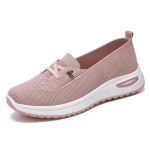 Women's Breathable Knitted Mesh Slip-On Loafers Lace Up Lightweight Orthopedic Low Top Soft Sole Sneakers Platform Non-Slip Outdoor Sport Tennis Shoes