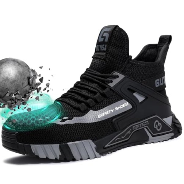 Steel Toe Shoes for Men Work Safety Shoes Industrial Construction Shoes Mid Cut Industrial Boot Work Sneakers Comfortable Lightweight Safety Shoes for Work