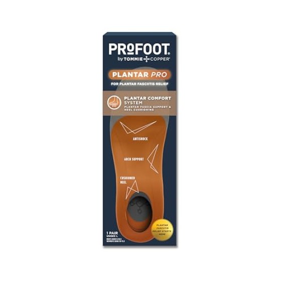 PROFOOT Plantar Pro Shoe Insoles for Men & Women – High Arch Support Inserts with Shock-Absorbing Heel, Energy-Return Cushioning, Antishock Comfort - M