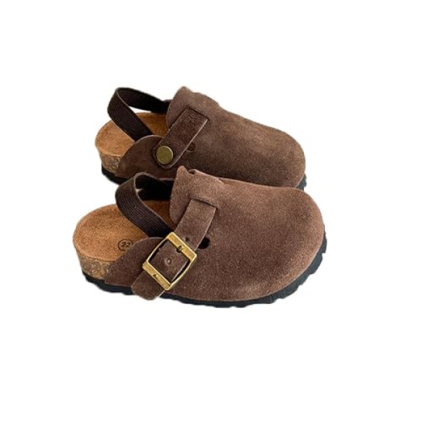 Kids Suede Clogs Toddler Clogs Boys Girls Sandals Cork Adjustable Buckle Mules