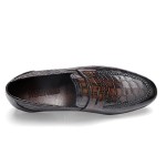 Fashion Leather Dress Shoes for Mens, Premium Formal Alligator Printed Classic Dress Loafer Shoe Business Slip On Penny Shoes for Men